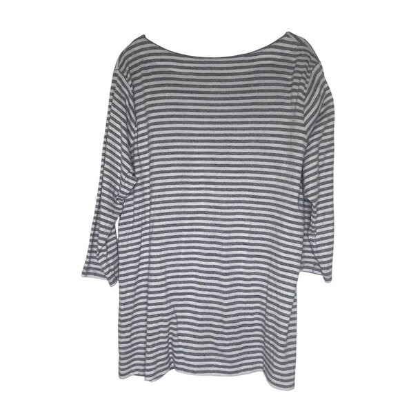 Duluth Tunic Top Womens IX Striped Gray White Cotton Comfy - Picture 3 of 12